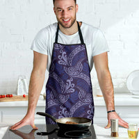 Deep Blue Monstera Apron Polynesian Tribal Pattern - Polynesian Pride