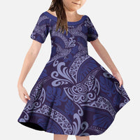 Deep Blue Monstera Family Matching Long Sleeve Bodycon Dress and Hawaiian Shirt Polynesian Tribal Pattern - Polynesian Pride