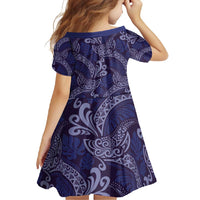 Deep Blue Monstera Family Matching Long Sleeve Bodycon Dress and Hawaiian Shirt Polynesian Tribal Pattern - Polynesian Pride