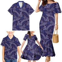 Deep Blue Monstera Family Matching Mermaid Dress and Hawaiian Shirt Polynesian Tribal Pattern LT01 - Polynesian Pride