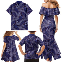 Deep Blue Monstera Family Matching Mermaid Dress and Hawaiian Shirt Polynesian Tribal Pattern LT01 - Polynesian Pride