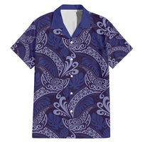 Deep Blue Monstera Family Matching Mermaid Dress and Hawaiian Shirt Polynesian Tribal Pattern LT01 Dad's Shirt - Short Sleeve Blue - Polynesian Pride