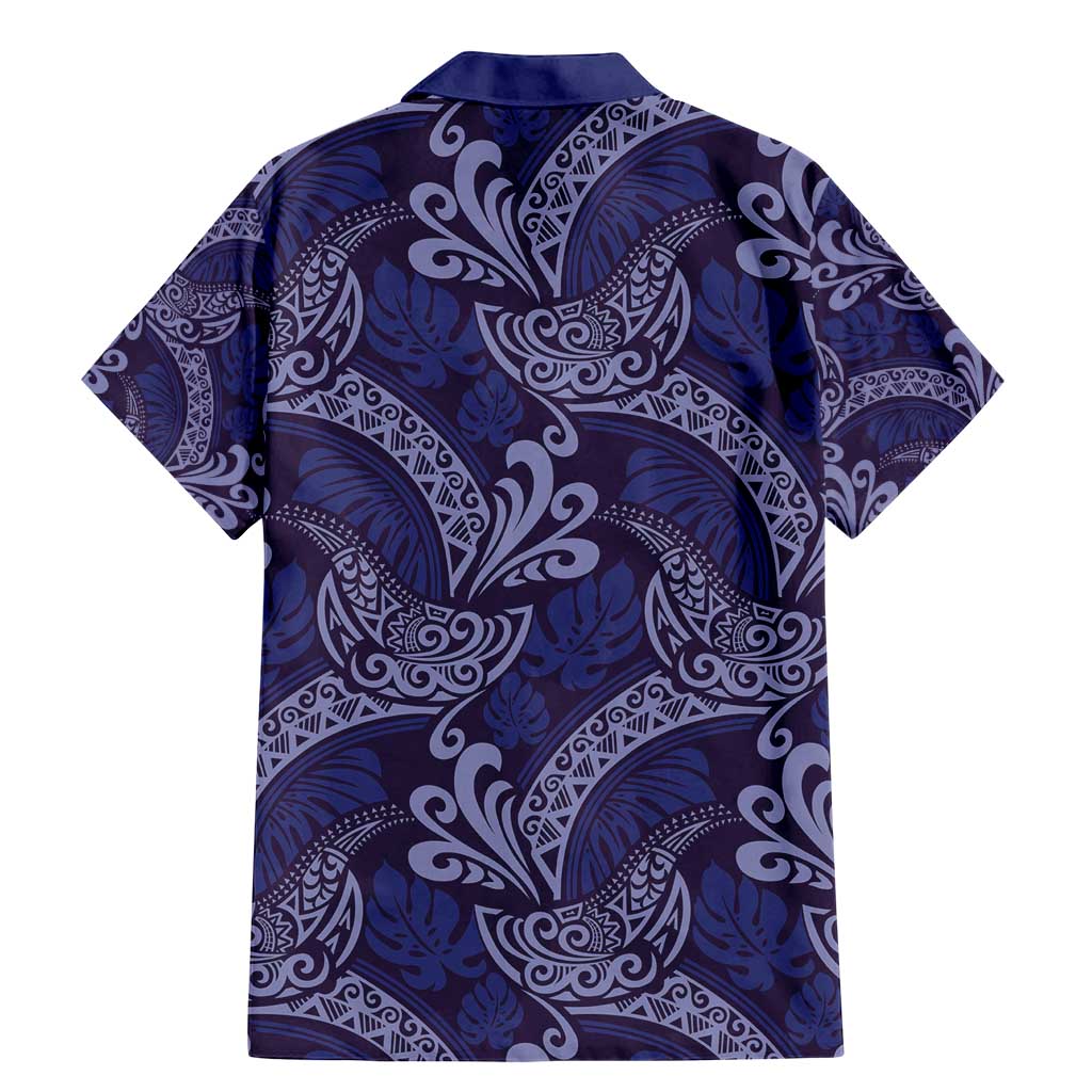 Deep Blue Monstera Family Matching Mermaid Dress and Hawaiian Shirt Polynesian Tribal Pattern LT01 - Polynesian Pride