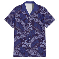 Deep Blue Monstera Family Matching Off Shoulder Maxi Dress and Hawaiian Shirt Polynesian Tribal Pattern - Polynesian Pride