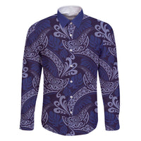 Deep Blue Monstera Family Matching Off Shoulder Maxi Dress and Hawaiian Shirt Polynesian Tribal Pattern - Polynesian Pride
