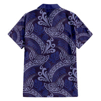 Deep Blue Monstera Family Matching Summer Maxi Dress and Hawaiian Shirt Polynesian Tribal Pattern - Polynesian Pride