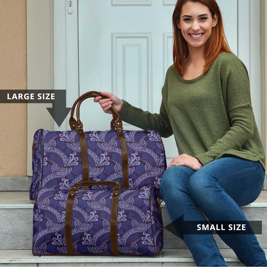 Deep Blue Monstera Travel Bag Polynesian Tribal Pattern - Polynesian Pride