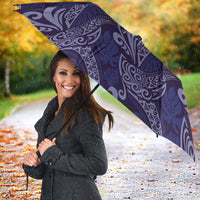 Deep Blue Monstera Umbrella Polynesian Tribal Pattern - Polynesian Pride