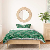 Forest Green Monstera Bedding Set Polynesian Tribal Pattern - Polynesian Pride