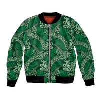 Forest Green Monstera Bomber Jacket Polynesian Tribal Pattern LT01 Unisex Green - Polynesian Pride