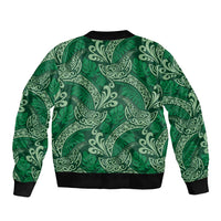 Forest Green Monstera Bomber Jacket Polynesian Tribal Pattern LT01 - Polynesian Pride