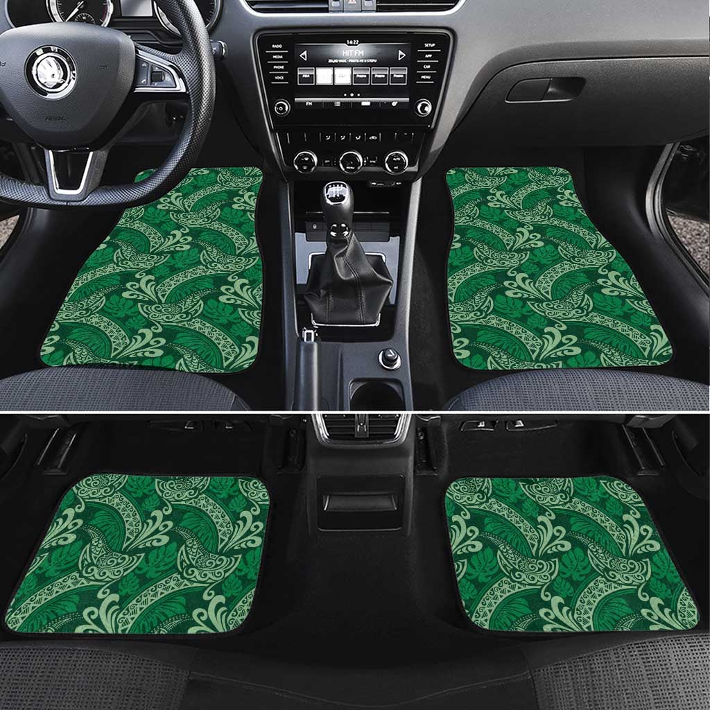 Forest Green Monstera Car Mats Polynesian Tribal Pattern LT01 Set 4pcs Green - Polynesian Pride