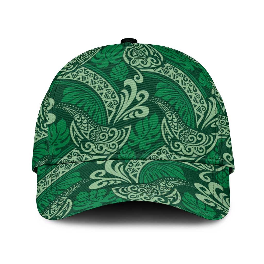 Forest Green Monstera Classic Cap Polynesian Tribal Pattern - Polynesian Pride