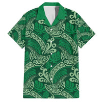 Forest Green Monstera Family Matching Puletasi and Hawaiian Shirt Polynesian Tribal Pattern - Polynesian Pride