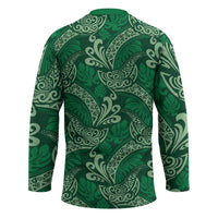 Forest Green Monstera Hockey Jersey Polynesian Tribal Pattern - Polynesian Pride