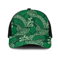 Forest Green Monstera Mesh Trucker Cap Polynesian Tribal Pattern - Polynesian Pride