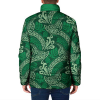 Forest Green Monstera Padded Jacket Polynesian Tribal Pattern LT01 - Polynesian Pride