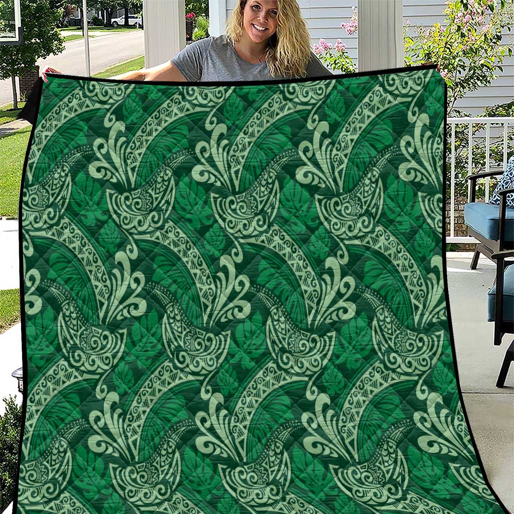 Forest Green Monstera Quilt Polynesian Tribal Pattern LT01 Green - Polynesian Pride