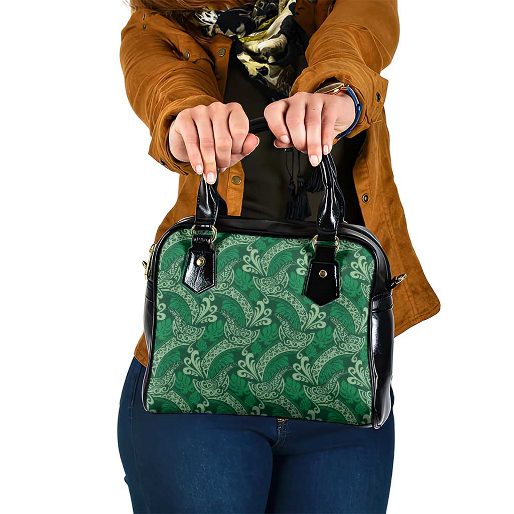 Forest Green Monstera Shoulder Handbag Polynesian Tribal Pattern LT01 One Size Green - Polynesian Pride