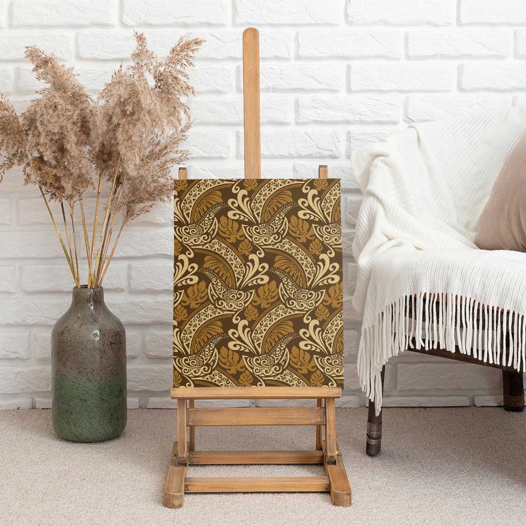 Brown Gold Monstera Canvas Wall Art Polynesian Tribal Pattern - Polynesian Pride