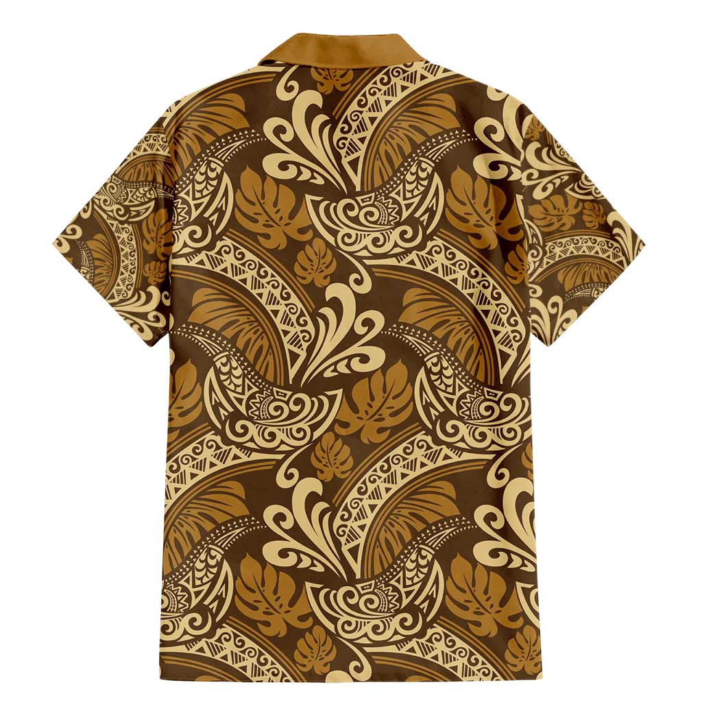 Brown Gold Monstera Family Matching Mermaid Dress and Hawaiian Shirt Polynesian Tribal Pattern LT01 - Polynesian Pride