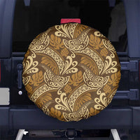 Brown Gold Monstera Spare Tire Cover Polynesian Tribal Pattern LT01 No hole Gold - Polynesian Pride