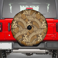 Brown Gold Monstera Spare Tire Cover Polynesian Tribal Pattern LT01 - Polynesian Pride