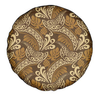 Brown Gold Monstera Spare Tire Cover Polynesian Tribal Pattern LT01 - Polynesian Pride
