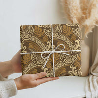 Brown Gold Monstera Wrapping Paper Polynesian Tribal Pattern - Polynesian Pride