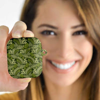 Olive Green Monstera AirPods Case Polynesian Tribal Pattern - Polynesian Pride