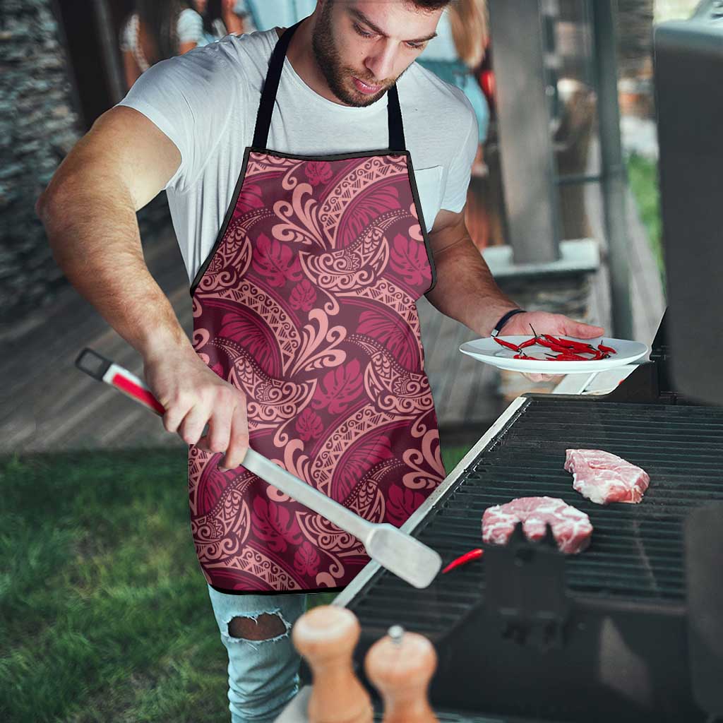 Sweet Pink Monstera Apron Polynesian Tribal Pattern - Polynesian Pride