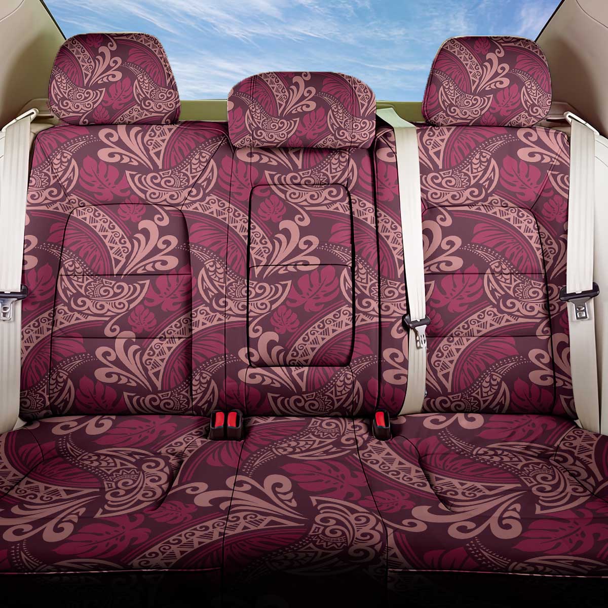 Sweet Pink Monstera Back Car Seat Cover Polynesian Tribal Pattern LT01 One Size Pink - Polynesian Pride