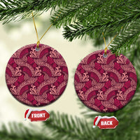 Sweet Pink Monstera Ceramic Ornament Polynesian Tribal Pattern - Polynesian Pride