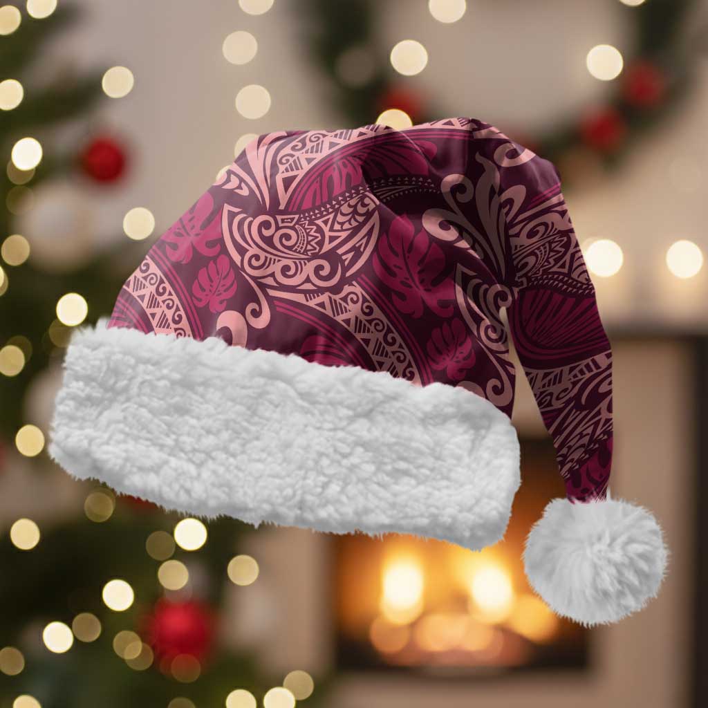 Sweet Pink Monstera Christmas Santa Hat Polynesian Tribal Pattern - Polynesian Pride
