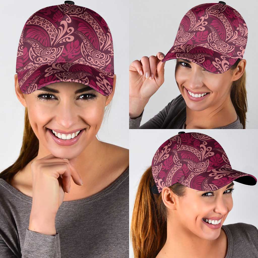 Sweet Pink Monstera Classic Cap Polynesian Tribal Pattern - Polynesian Pride