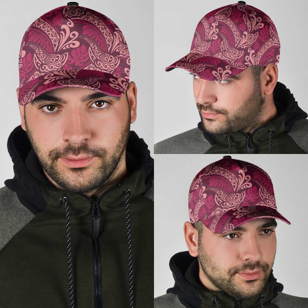 Sweet Pink Monstera Classic Cap Polynesian Tribal Pattern - Polynesian Pride