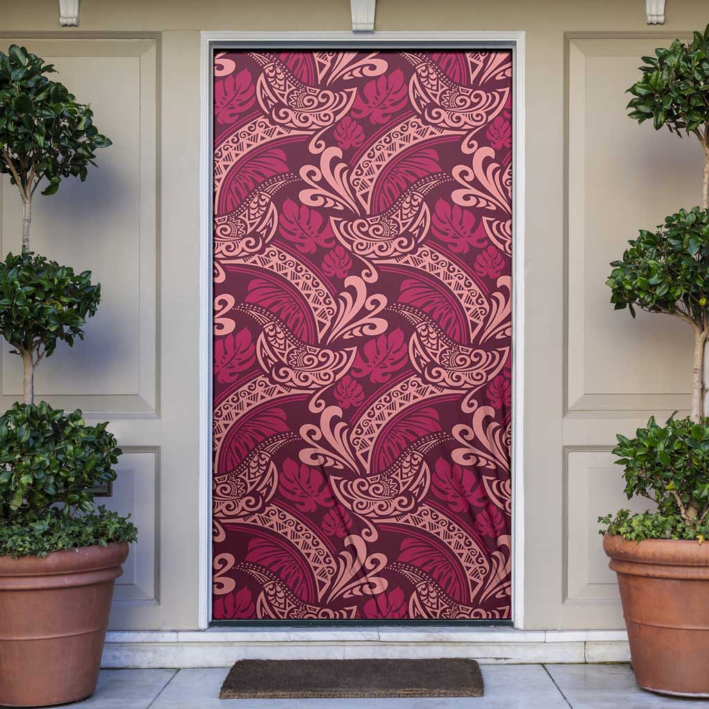 Sweet Pink Monstera Door Cover Polynesian Tribal Pattern LT01 Pink - Polynesian Pride