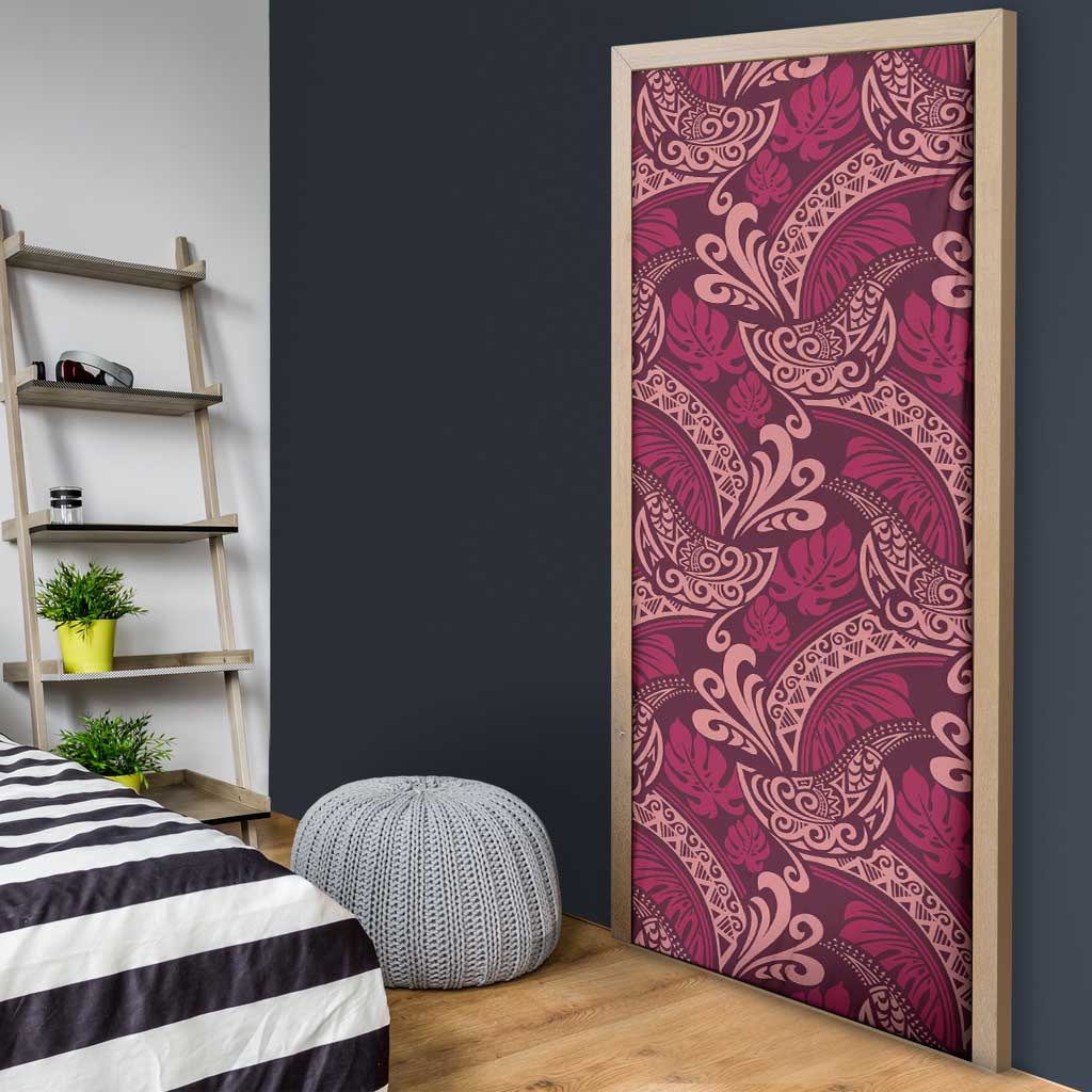 Sweet Pink Monstera Door Cover Polynesian Tribal Pattern LT01 - Polynesian Pride