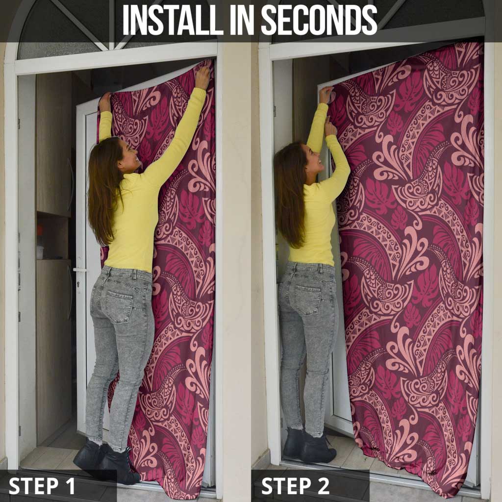 Sweet Pink Monstera Door Cover Polynesian Tribal Pattern LT01 - Polynesian Pride