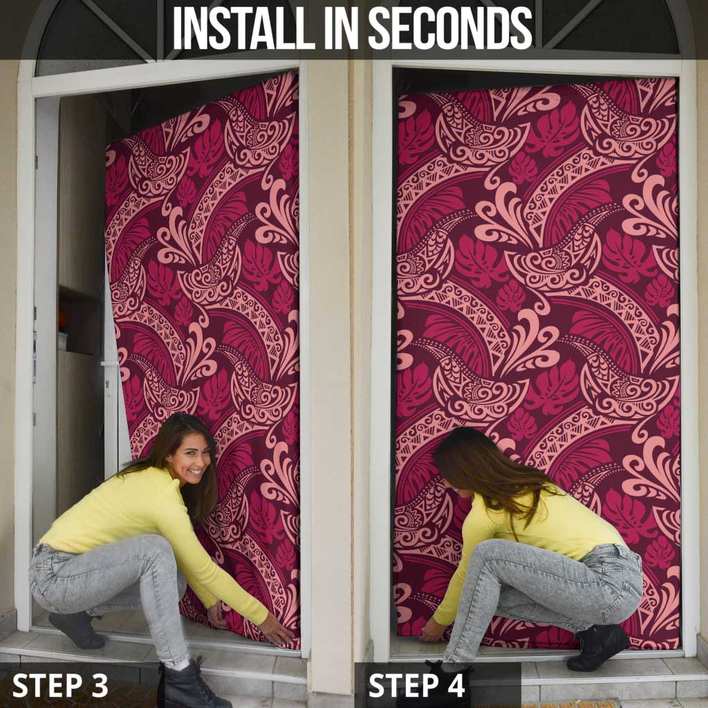 Sweet Pink Monstera Door Cover Polynesian Tribal Pattern LT01 - Polynesian Pride