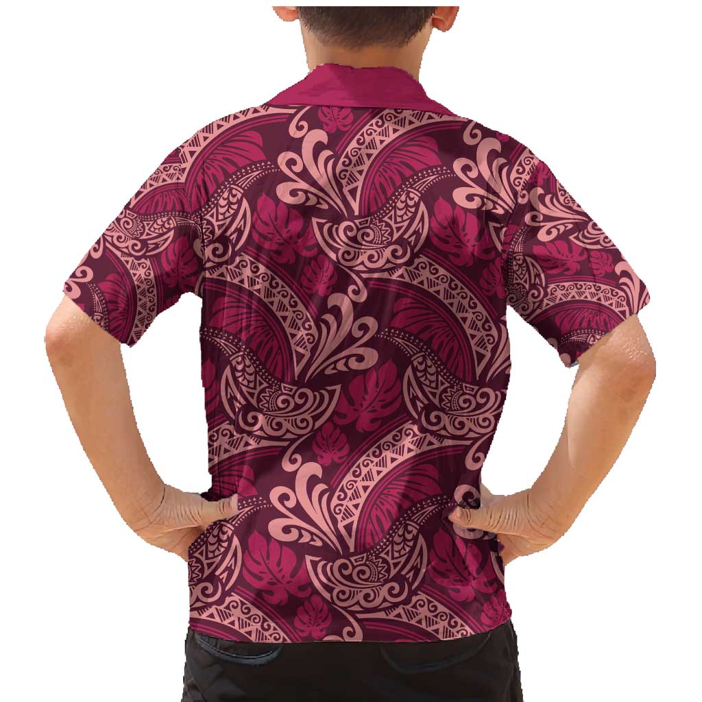 Sweet Pink Monstera Family Matching Mermaid Dress and Hawaiian Shirt Polynesian Tribal Pattern - Polynesian Pride