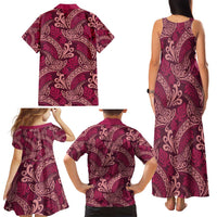 Sweet Pink Monstera Family Matching Tank Maxi Dress and Hawaiian Shirt Polynesian Tribal Pattern LT01 - Polynesian Pride