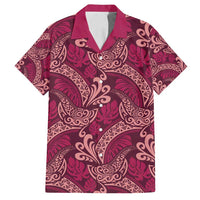 Sweet Pink Monstera Family Matching Tank Maxi Dress and Hawaiian Shirt Polynesian Tribal Pattern LT01 Dad's Shirt - Short Sleeve Pink - Polynesian Pride