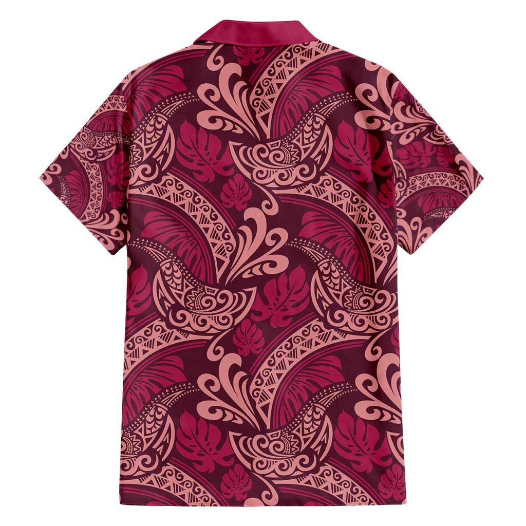Sweet Pink Monstera Family Matching Tank Maxi Dress and Hawaiian Shirt Polynesian Tribal Pattern LT01 - Polynesian Pride