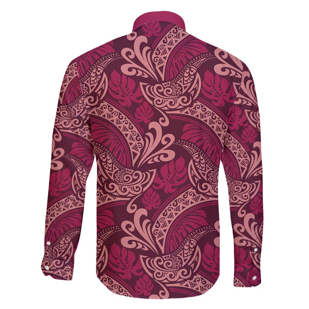 Sweet Pink Monstera Family Matching Tank Maxi Dress and Hawaiian Shirt Polynesian Tribal Pattern LT01 - Polynesian Pride