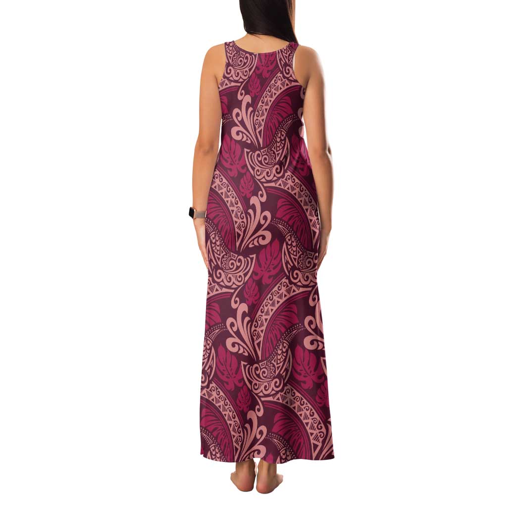 Sweet Pink Monstera Family Matching Tank Maxi Dress and Hawaiian Shirt Polynesian Tribal Pattern LT01 - Polynesian Pride