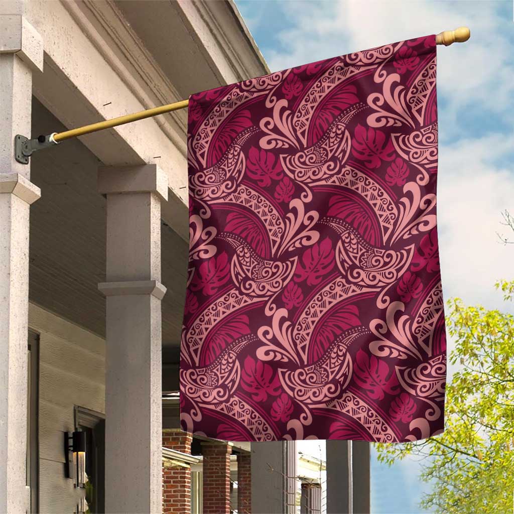 Sweet Pink Monstera Garden Flag Polynesian Tribal Pattern LT01 House Flag Pink - Polynesian Pride
