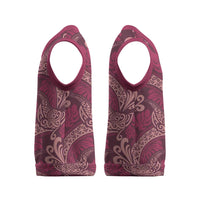 Sweet Pink Monstera Christmas Knitted V-Neck Vest Polynesian Tribal Pattern - Polynesian Pride