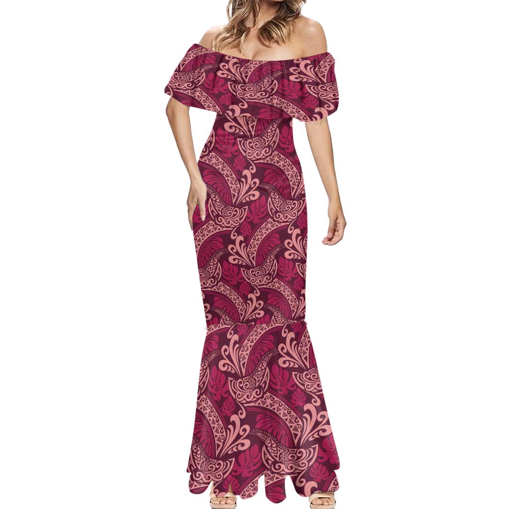 Sweet Pink Monstera Mermaid Dress Polynesian Tribal Pattern - Polynesian Pride