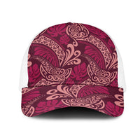 Sweet Pink Monstera Mesh Trucker Cap Polynesian Tribal Pattern - Polynesian Pride